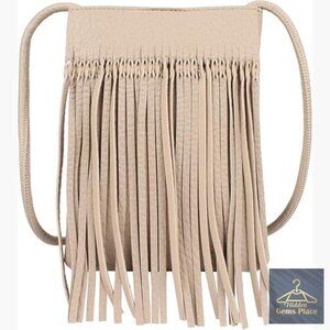 Mini Fringe Tassel PU Leather Hobo Crossbody Bag Phone Pouch Wallet